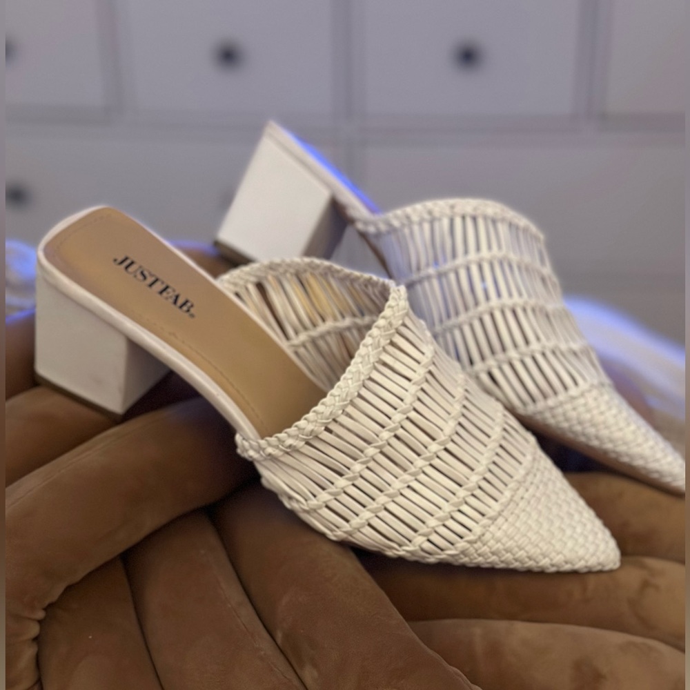 White airy small healed slip ons